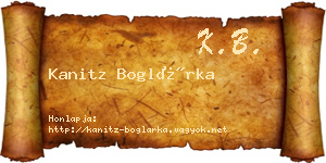 Kanitz Boglárka névjegykártya
